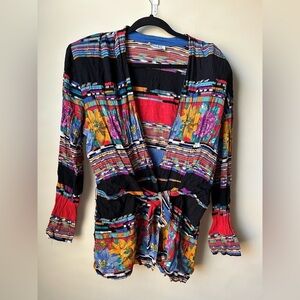 Vintage Essay Women’s Art-to-Wear Funky Art 80s 90s Floral Flowing Cardigan